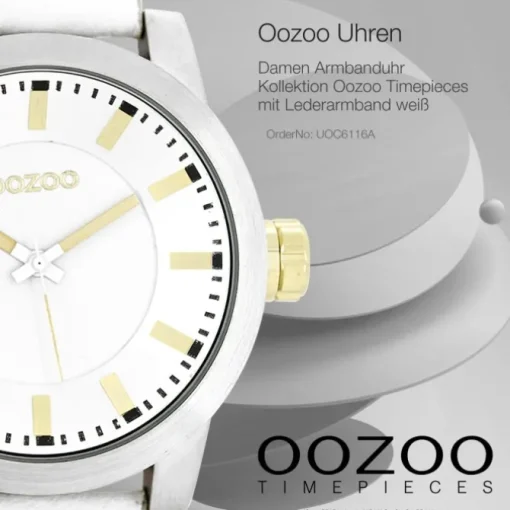 Oozoo Damen Armbanduhr Timepieces Analog Leder weiß UOC6116A