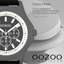 Oozoo Damen Armbanduhr Timepieces Analog Leder schwarz UOC6514A