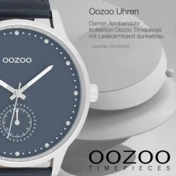 Oozoo Damen Armbanduhr Timepieces Analog Leder dunkelblau UOC9008A