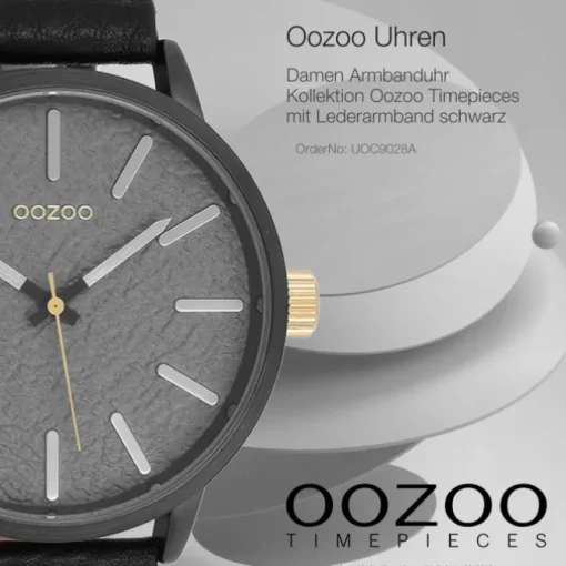 Oozoo Damen Armbanduhr Timepieces Analog Leder schwarz UOC9028A