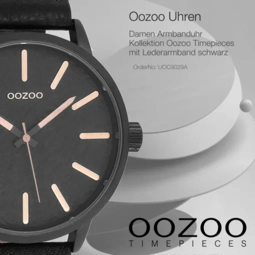 Oozoo Damen Armbanduhr Timepieces Analog Leder schwarz UOC9029A