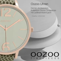 Oozoo Damen Armbanduhr Timepieces Analog Leder grün UOC9152A