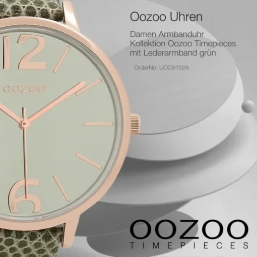 Oozoo Damen Armbanduhr Timepieces Analog Leder grün UOC9152A