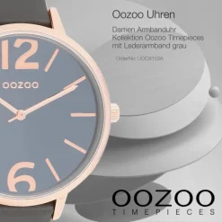 Oozoo Damen Armbanduhr Timepieces Analog Leder grau UOC9153A