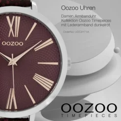 Oozoo Damen Armbanduhr Timepieces Analog Leder dunkelrot UOC9171A