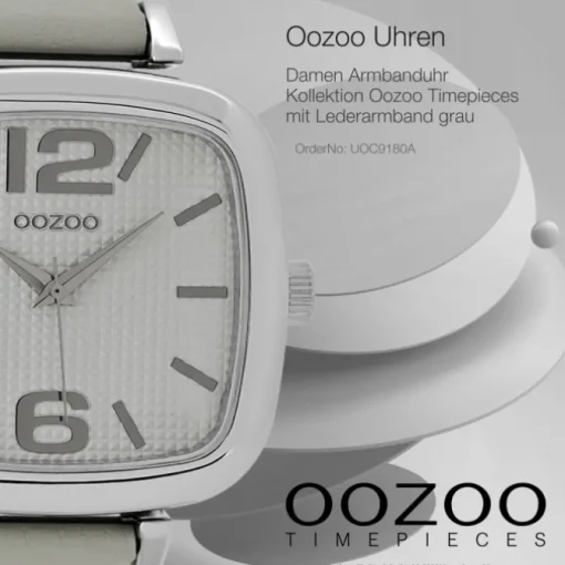 Oozoo Damen Armbanduhr Timepieces Analog Leder grau UOC9180A
