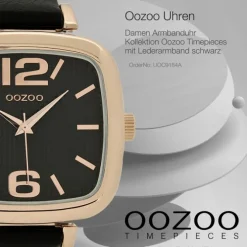 Oozoo Damen Armbanduhr Timepieces Analog Leder schwarz UOC9184A