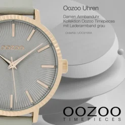 Oozoo Damen Armbanduhr Timepieces Analog Leder grau UOC9195A