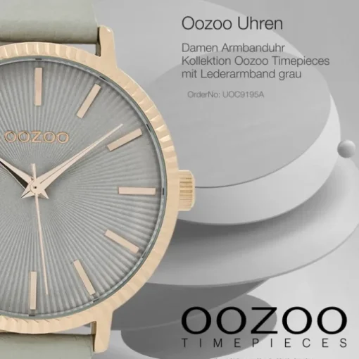 Oozoo Damen Armbanduhr Timepieces Analog Leder grau UOC9195A