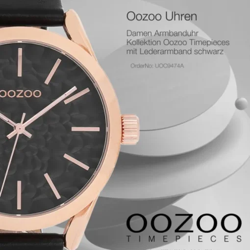 Oozoo Damen Armbanduhr Timepieces Analog Leder schwarz UOC9474A