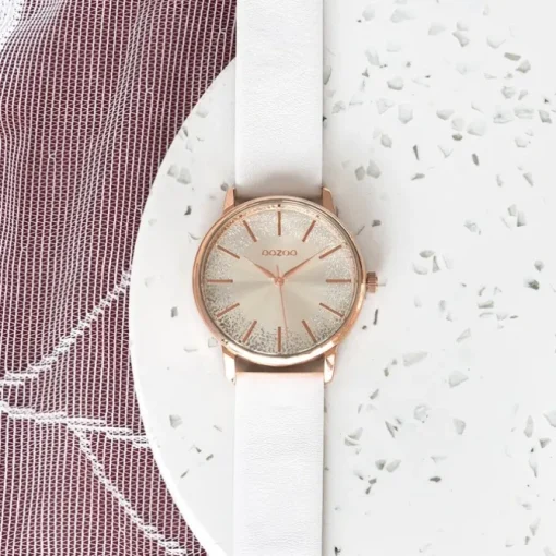 Oozoo Damen Armbanduhr Timepieces C10715 Analog Leder weiß UOC10715
