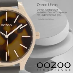 Oozoo Damen Armbanduhr Timepieces Analog Leder grau UOC9504A