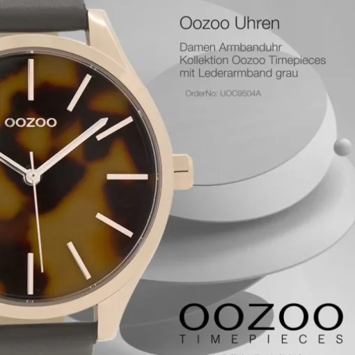 Oozoo Damen Armbanduhr Timepieces Analog Leder grau UOC9504A