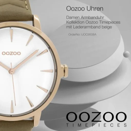 Oozoo Damen Armbanduhr Timepieces Analog Leder beige UOC9508A