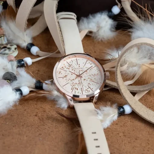 Oozoo Damen Armbanduhr Timepieces C10086 Analog Leder beige UOC10086