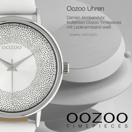 Oozoo Damen Armbanduhr Timepieces C10575 Analog Leder weiß UOC10575