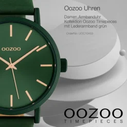 Oozoo Damen Armbanduhr Timepieces Analog Leder grün UOC10453