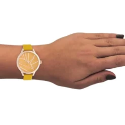 Oozoo Damen Armbanduhr Timepieces Analog Leder gelb UOC10465