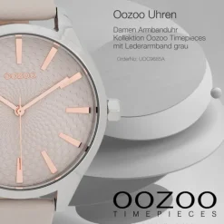 Oozoo Damen Armbanduhr Timepieces Analog Leder grau UOC9685A