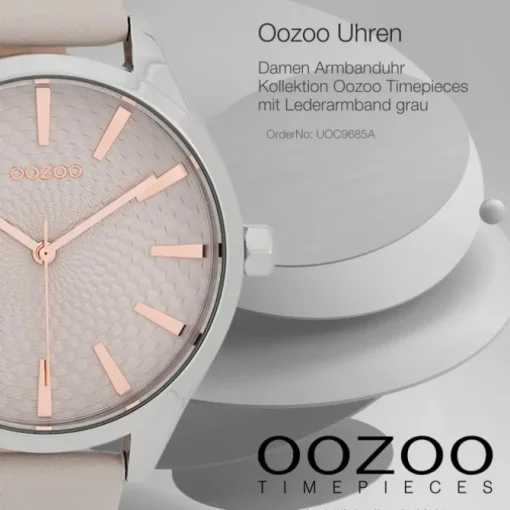 Oozoo Damen Armbanduhr Timepieces Analog Leder grau UOC9685A
