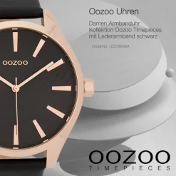 Oozoo Damen Armbanduhr Timepieces Analog Leder schwarz UOC9689A