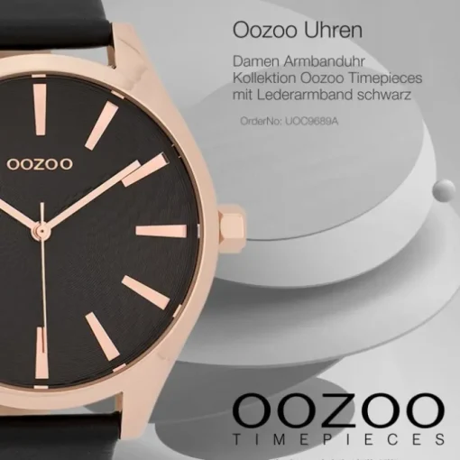 Oozoo Damen Armbanduhr Timepieces Analog Leder schwarz UOC9689A