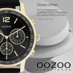 Oozoo Damen Armbanduhr Timepieces gold Leder schwarz UOC10841