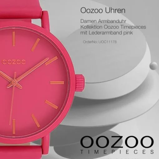 Oozoo Damen Armbanduhr Timepieces Analog Leder pink UOC11178