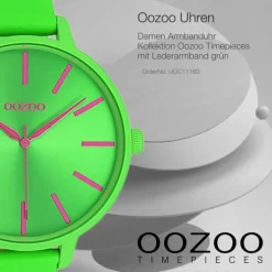 Oozoo Damen Armbanduhr Timepieces Analog Leder grün UOC11183