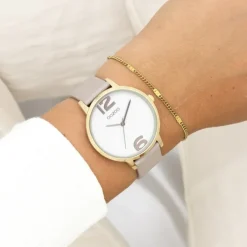 Oozoo Damen Armbanduhr Timepieces Analog Leder taupe braun UOC11236