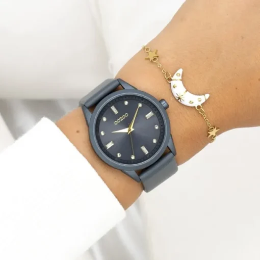 Oozoo Damen Armbanduhr Timepieces Analog Leder grau UOC11289