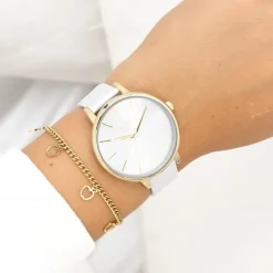 Oozoo Damen Armbanduhr Timepieces Analog Leder hellgrau UOC11290