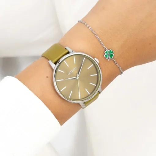 Oozoo Damen Armbanduhr Timepieces Analog Leder olivgrün UOC11298