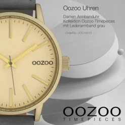 Oozoo Damen Armbanduhr Timepieces Analog Leder grau UOC10013