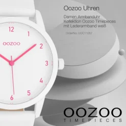 Oozoo Damen Armbanduhr Timepieces Analog Leder weiß UOC11057