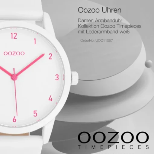 Oozoo Damen Armbanduhr Timepieces Analog Leder weiß UOC11057