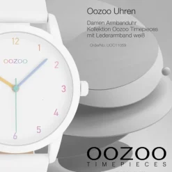 Oozoo Damen Armbanduhr Timepieces Analog Leder weiß UOC11059