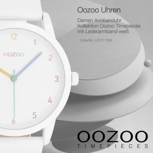 Oozoo Damen Armbanduhr Timepieces Analog Leder weiß UOC11059