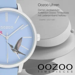 Oozoo Damen Armbanduhr Timepieces Analog Leder hellblau UOC11067