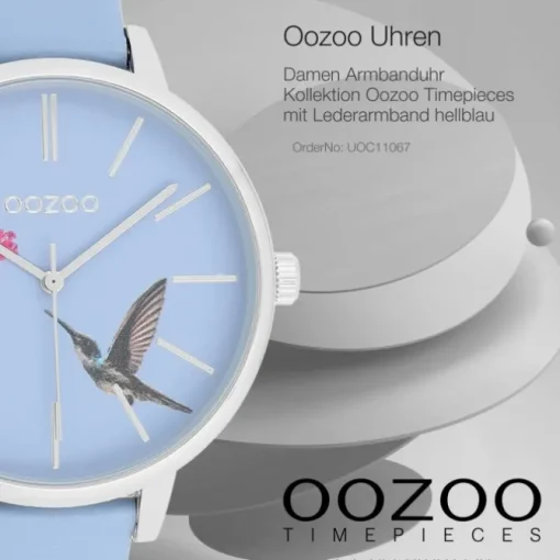 Oozoo Damen Armbanduhr Timepieces Analog Leder hellblau UOC11067