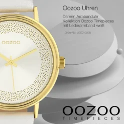 Oozoo Damen Armbanduhr Timepieces Analog Leder weiß UOC10095