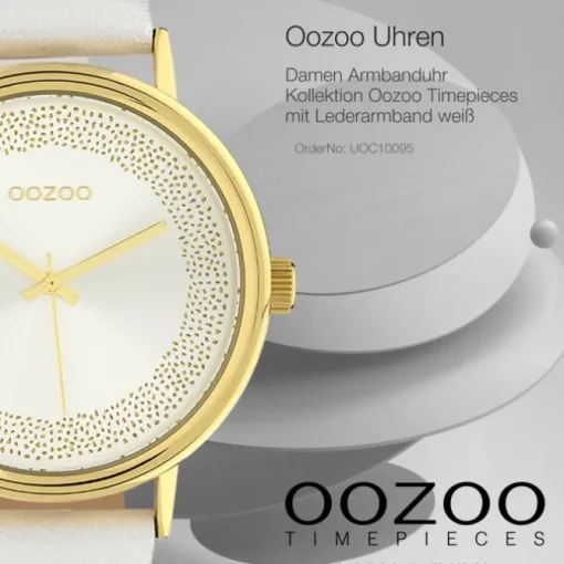 Oozoo Damen Armbanduhr Timepieces Analog Leder weiß UOC10095