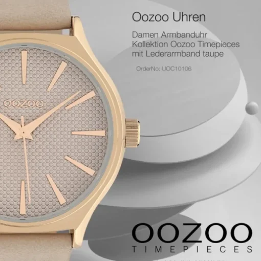 Oozoo Damen Armbanduhr Timepieces Analog Leder taupe hellbraun UOC10106