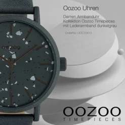 Oozoo Damen Armbanduhr Timepieces Analog Leder dunkelgrau UOC10413