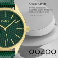 Oozoo Damen Armbanduhr Timepieces Analog Leder grün dunkelgrün UOC10432
