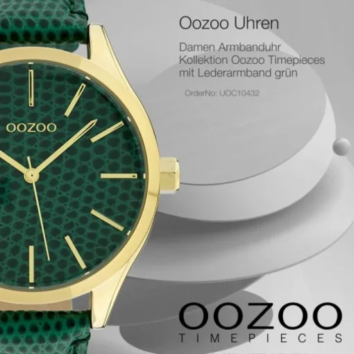 Oozoo Damen Armbanduhr Timepieces Analog Leder grün dunkelgrün UOC10432