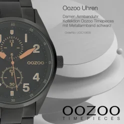 Oozoo Damen Armbanduhr Timepieces Analog Metall schwarz UOC10635