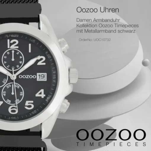 Oozoo Damen Armbanduhr Timepieces Analog Metall schwarz UOC10732