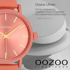 Oozoo Damen Armbanduhr Timepieces Analog Leder pfirsichrosa UOC11194