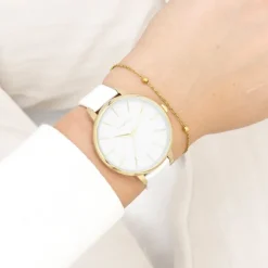 Oozoo Damen Armbanduhr Timepieces Analog Leder weiß UOC11359